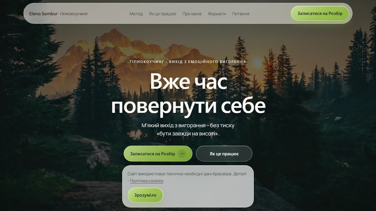 Elena Sambur landing page — esambur.com
